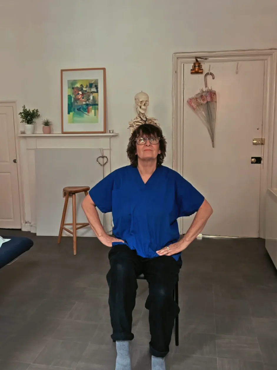 Clare demonstrating: gentle movement if you can’t get around much